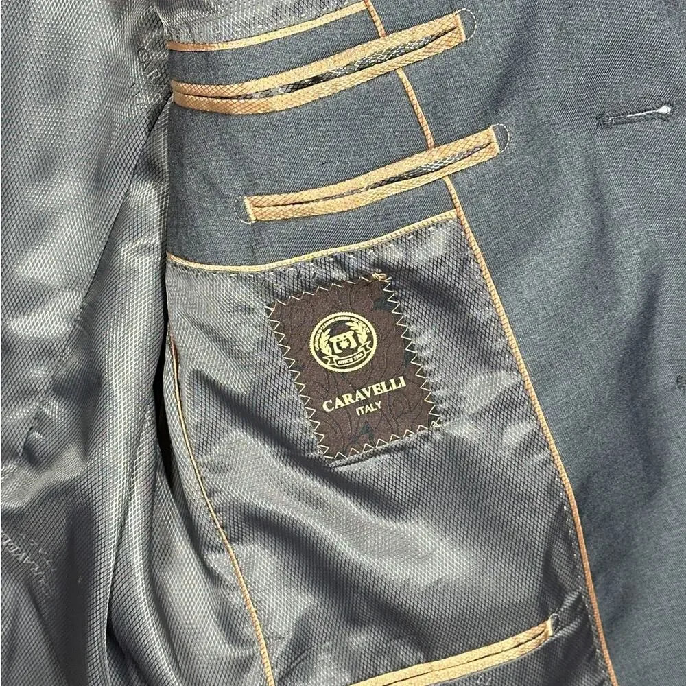 Caravelli Men's Suit Jacket Sport Coat Italy S60512N Oxford 2B 38S 32W Gray